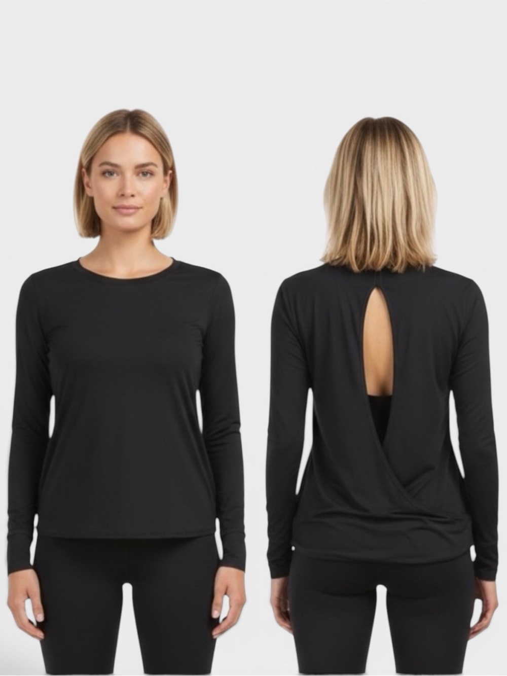 Spanx Butter Tee black Long Sleeve Wrap Open Back Top Blouse NWT Sz XS